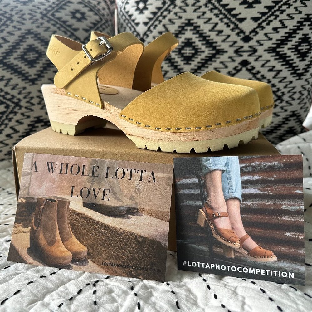 Lotta from Stockholm- Low Wood Tractor Sole Clogs Yellow Oiled Nubuck Leather 38